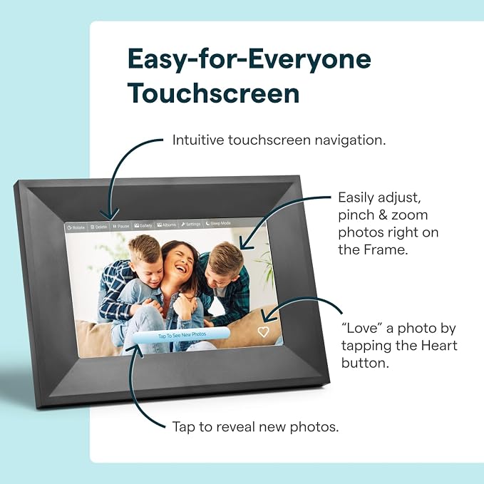 Skylight Digital Picture Frame 2 – 10" Full HD Wi-Fi Touch Screen, 16GB Digital Photo Frame, Load Photos & Videos Directly from Phone, Anti-Glare – Ideal for Personalized Gifting, Black