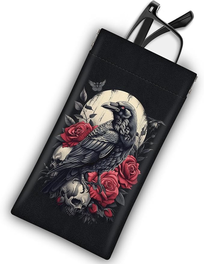 Soft Sunglasses Eyeglass Glasses Case,7x3.5inch Portable PU Leather Squeeze Top Holder Bag Pouch for Women Men