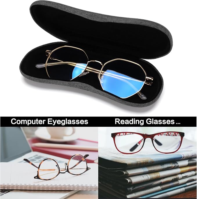 Vemiss Hard Shell Sunglasses Case, Large Linen Fabric Protective Glasses Case for Men Women
