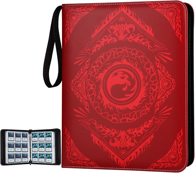 9-Pocket Card Binder for MTG,720 Double Sided Pocket PU Trading Collection Binder,Premium Collector Card Album for MTG,TCG,Yugioh,Game Cards(Red)