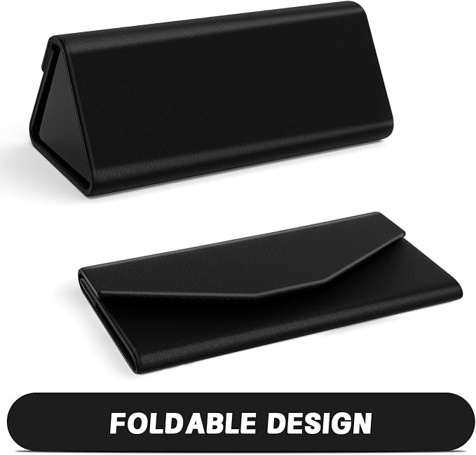 Sunglasses Case, Foldable Glasses Case, Magnetic PU Leather Hard Shell Folding Eyeglass Holder Box, Collapsible Unisex