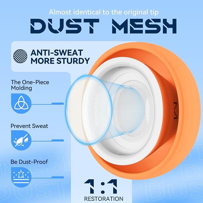 Inesore 4 Pairs Replacement Ear Tips for AirPods Pro 2nd/1st (Orange) | with Noise Reduction Hole & Built-in dust Guard Screen,Silicone,with Portable Storage Box & Cleaner Pen,4 Size (XS/S/M/L)