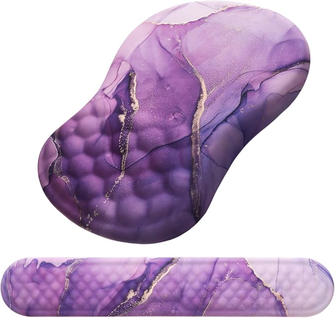 Ergonomic Mouse Pad with Wrist Support and Keyboard Wrist Rest Set | Memory Foam Wrist Cushion, Non-Slip PU Base, Massage Design, Relieves Wrist Pressure for Work, Gaming & Office Use