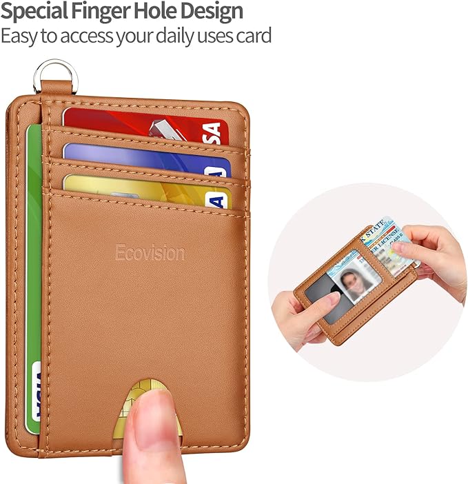 Slim Minimalist Front Pocket Wallet, RFID Blocking Credit Card Holder Wallet with Detachable D-Shackle for Men Women