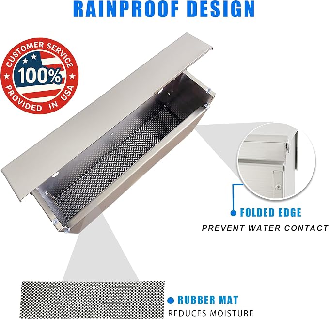 304 Stainless Steel Outdoor Mailbox with Rain Cover | Wall-Mount Large-Capacity Mailbox with Rust-Resistant Design for Homes, Apartments, Offices & Businesses, Silver