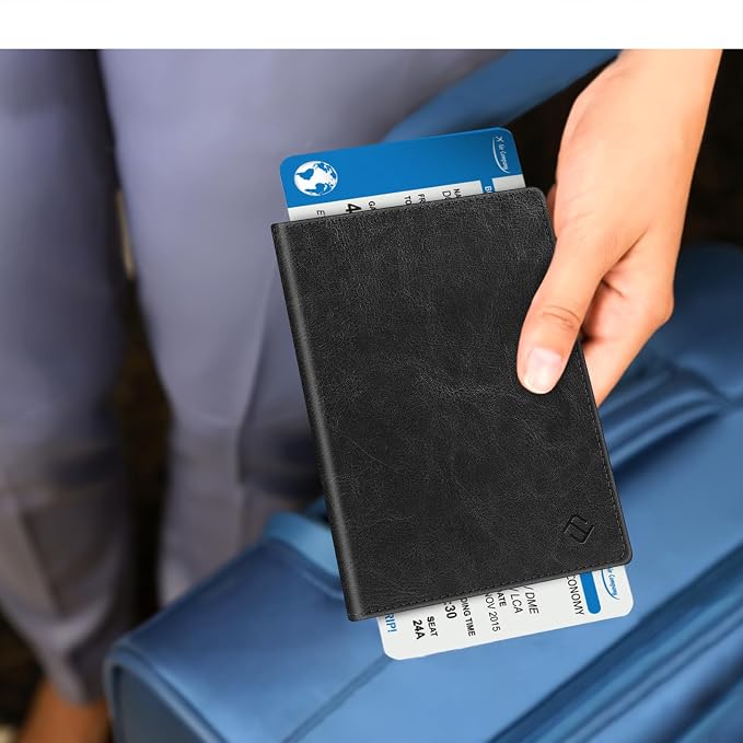FINTIE Passport Holder, Slim Travel Wallet RFID Blocking Card Case Cover | Passport Cover Protector Essentials with Credit Card Slots, For Women/Men