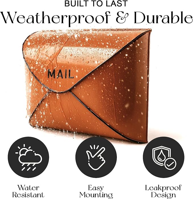 NACH Wall Mount Mailboxes, 12.5 x 10 x 5 inch Terracotta Wall Mailboxes for Outside, Waterproof Mailboxes for Outside - Envelope Mailbox