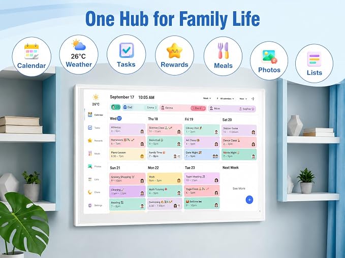 LiviNGPAi 21.5" Digital Calendar & Chore Chart, 1080P Full HD Touchscreen Smart Family Planner with WiFi Sync, Digital Wall Calendar for Home and Office
