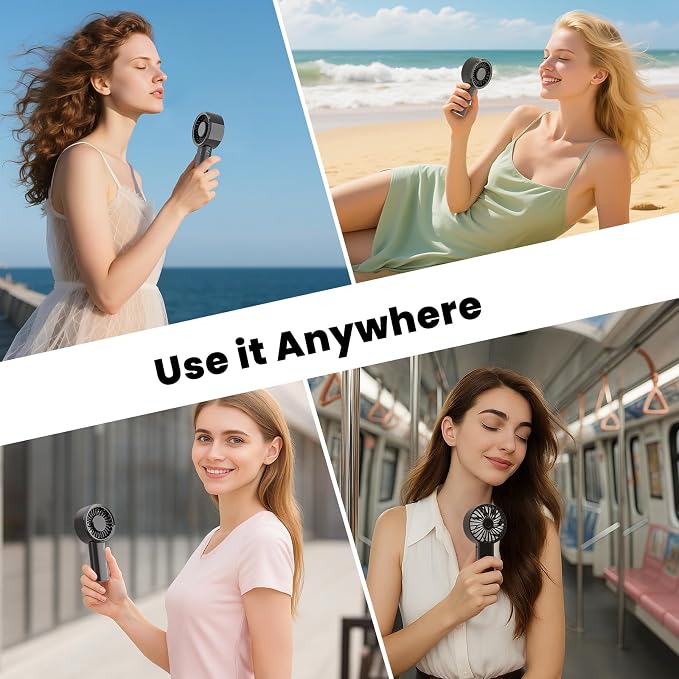 HandFan Handheld Mini Fan, Next Generation Small Fans Portable [8.5H Runtime] with Powerful High Speed Turbo Motor, USB Rechargeable, Pocket Design for Travel/Summer/Concerts/Lash, Gifts for Women