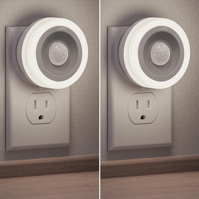 Briignite Motion Sensor Night Light, [2 Pack] Night Lights Plug into Wall, Auto On/Off Motion Activation Nightlight, Energy-Saving 0.6W LED, Daylight White, Ideal for Kids, Bedroom, Bathroom