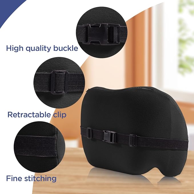 Lumbar Support Pillow for Office Chair, Memory Foam Car Back Cushion | Lumbar Pillow Lower Back with Adjustable Straps, Ergonomic Chair Back Pillow for Office, Car, Gaming Chairs and Bed
