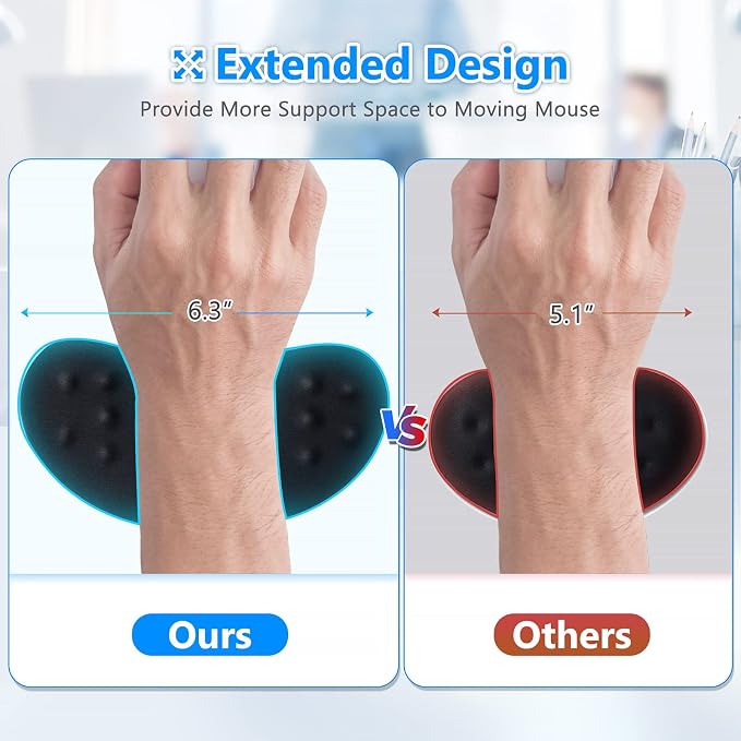 Gimars Mouse Wrist Rest, Pop It Fidget Wrist Support for Mouse-Pressure Relief, Ergonomic Memory Foam Mouse Wrist Pad with Massage Notes for Computer, Laptop, Office Work, PC Gaming-Wrist Pain Relief