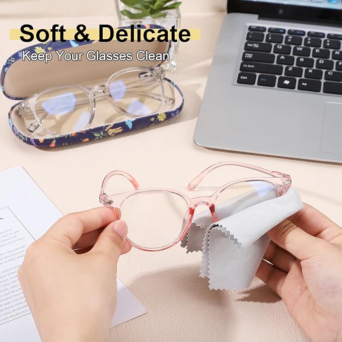 3 Pcs Eyeglasses Case，Hard Shell Glasses Case Protective with Cleaning Cloth Reading GlassesCase for Women Man