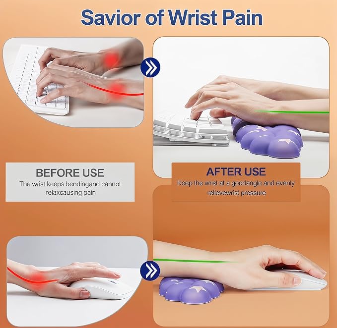 Cloud Wrist Rest for Keyboard & Mouse, Gradient Purple Colorful Star | Memory Foam Arm Rest with Ergonomic Support Fits Full Keyboards and Reduces Typing Fatigue for Office, Gaming and Home Use