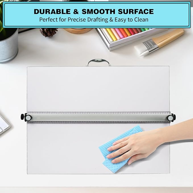 Portable Drafting Board, 23"X31" Professional Architecture Drafting Board, Tabletop Drawing Board with Ruler & Parallel Bar, Drafting Tools for Architects, Artists, Engineers, and Designers