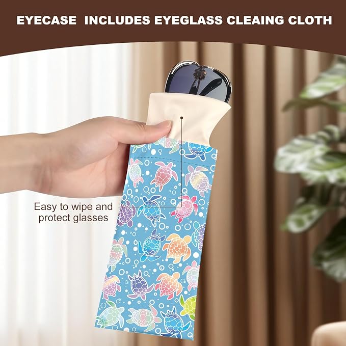 Anikathy 2Pcs Sunglass Eyeglass Glasses Case Soft PU Leather with Cleaning Cloth Cute Glasses Pouch Bag for Men Women Girs
