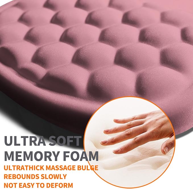 Ergonomic Joint Wrist Support Mouse Pad with Memory Foam Cushion Massage Bump, Carpal Tunnel Pain Relief Mousepad Slope Design for Wrist Rest, 11.8x7.9 in, RosyBrown