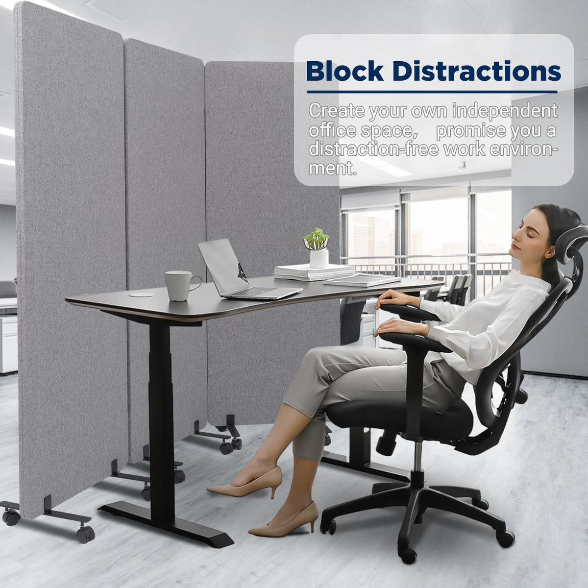 Sound Proof Dividers w/Wheels, Portable Office Wall Divider for Room Partition, Soundproof Room Divider Privacy Panel Partition Cubicle Wall Rolling Temporary Wall for Office