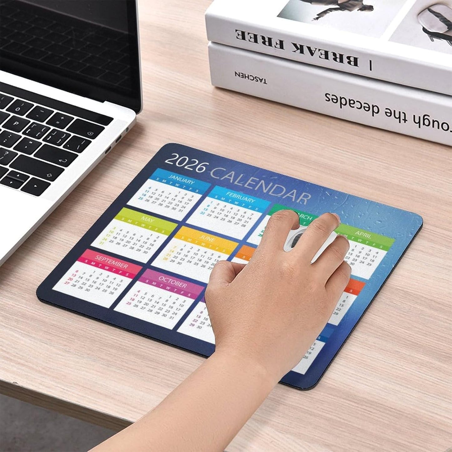 Mouse Pad 2026 Calendar,Computer Mouse Pads Calendars Non-Slip Rubber Desk Mat Mousepad Gaming Office Keyboard Mat (9.45x7.87 in) (Blue)