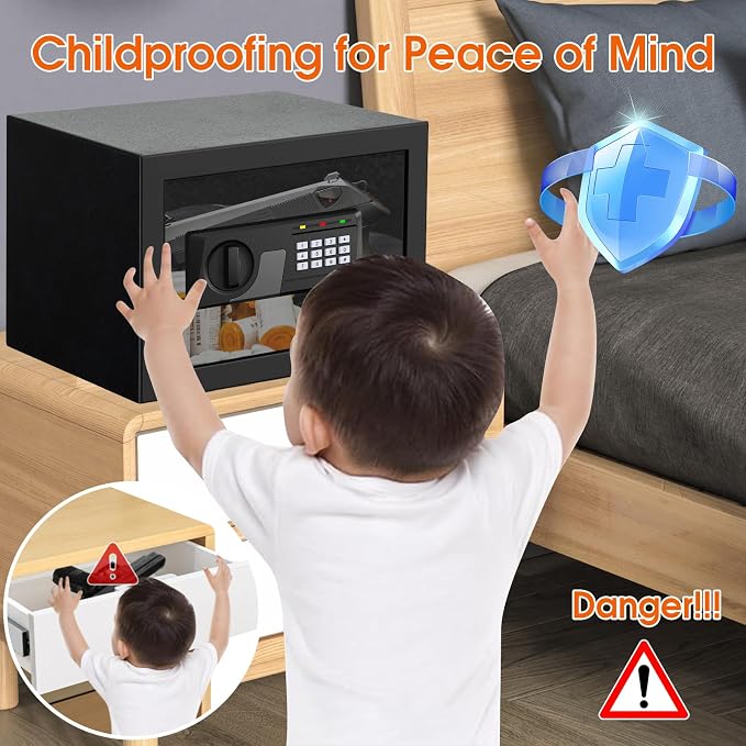 1.8 Cuft Fire proof Safes for HOME USE, Anti-Theft Digital Security Safety Box with Programmable Keypad and Spare Keys, Home Safes Fireproof Waterproof for Money Medicine Document Valuables