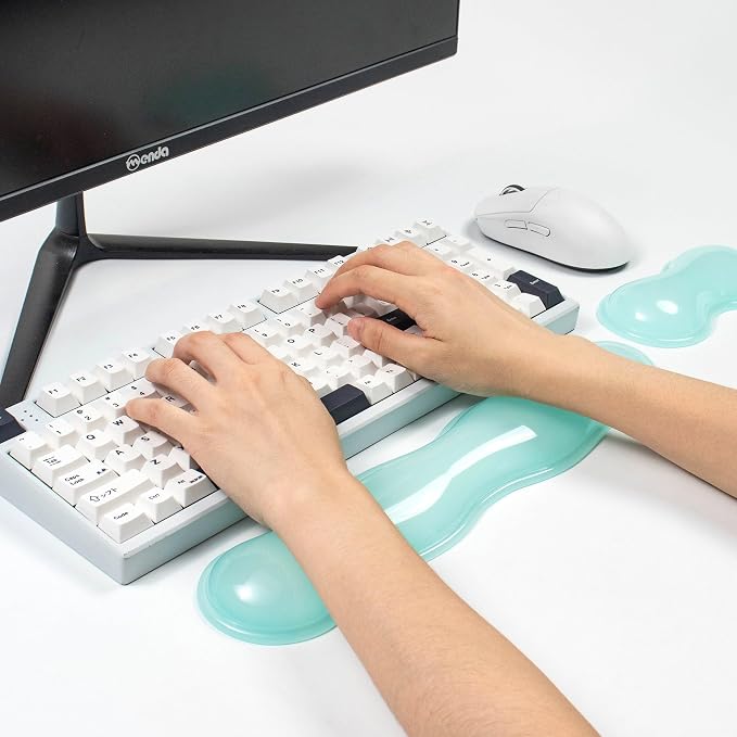 Gel Keyboard and Mouse Wrist Rest Set – Clear Wrist Rest for Computer Keyboard 60%/68%/75%, Comfort & Support for Typing and Gaming(Mint Green)