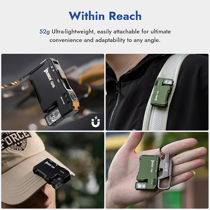 WUBEN G5 Rechargeable EDC Flashlight, Mini Flat Bright Small Flashlight | 400 Lumens Dual Light Source LED Flashlight with RGB, Magnetic Mini Bright Keychain Flashlight for Home, Camping, Emergencies