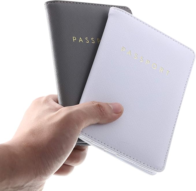 2 Pcs Passport Cover Holder for Travel Waterproof Leather Passport Wallet Case Book Travel Cruise Essentials for Women Men | 2 Pieces