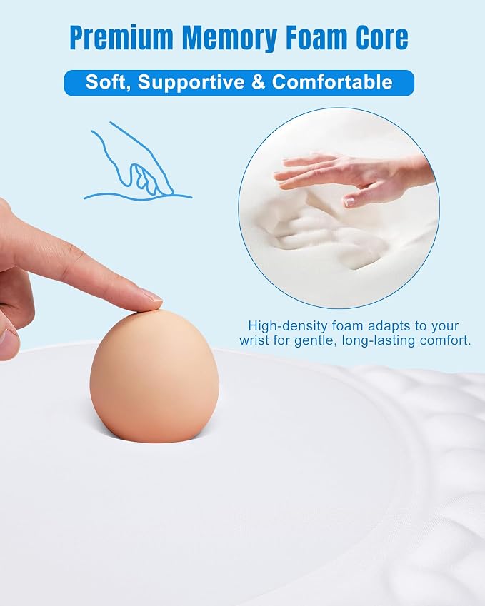 Ergonomic Mouse Pad with Sloped Memory Foam Wrist Rest | 3D Textured Wrist Cushion, Smooth Lycra Surface, Non-Slip PU Base, Comfortable Support for Office/Home Computer Desks