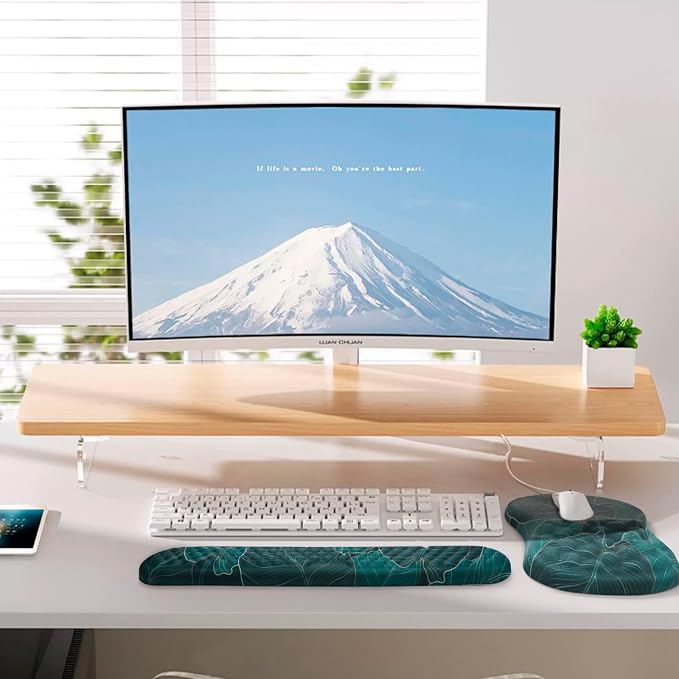 Ergonomic Mouse Pad with Wrist Support and Keyboard Wrist Rest Set | Memory Foam Wrist Cushion, Non-Slip PU Base, Massage Design, Relieves Wrist Pressure for Work, Gaming & Office Use