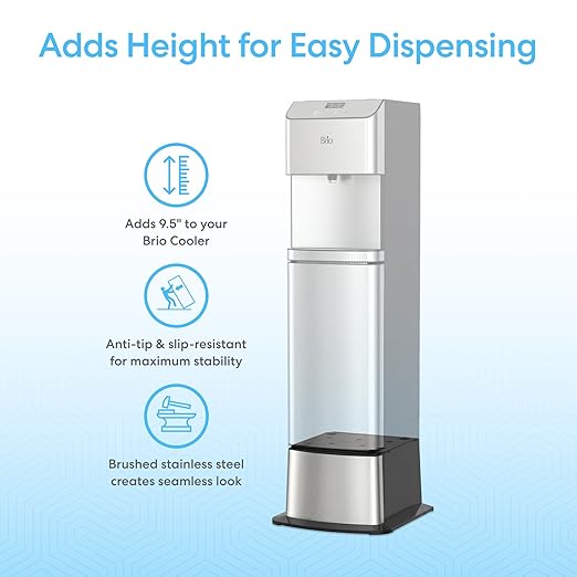Brio Water Cooler Base for Brio 320, 420, 520 and Moderna 720 Series | Adds 9.5" height to your exisiting water dispenser machine | matching Stainless Steel