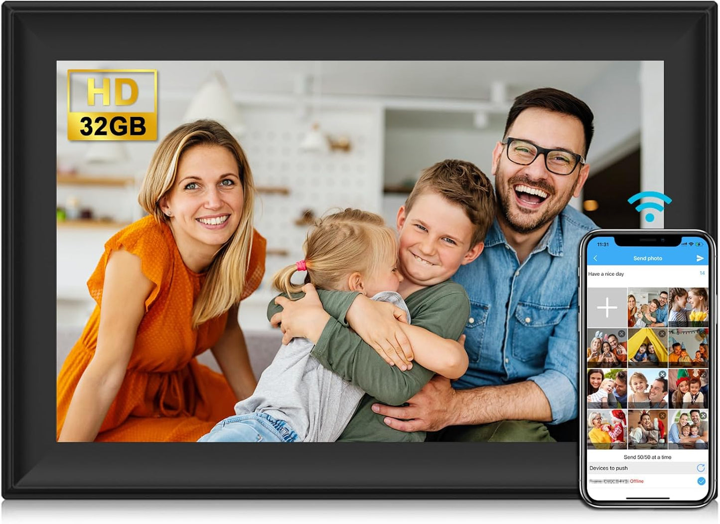 SSAWiFiFRAME Digital Picture Frame 10.1 inch Photo Frame with 50 Photos /200MB Video Sharing via Free APP 32 GB HD IPS Touchscreen, Gift for Grandparents, Parents (Birthday Christmas)