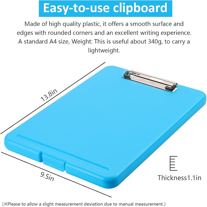 Clipboard with Storage,Storage Clipboard with Clip,Clipboards Foldable for Nurse,for 8.5x11 Paper Clip Boards,A4 Clipboards Case with Smooth Writing for Office Supplies Clip Board Case-Blue