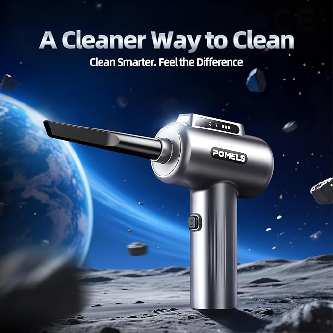 Compressed Air Duster, 110000RPM Ultra-Powerful Electric Air Duster with LED Light, 3-Speed Adjustable, Rechargeable Cordless Mini Blower for Computer, Keyboard, Car, PS5, Outdoor & Home Cleaning