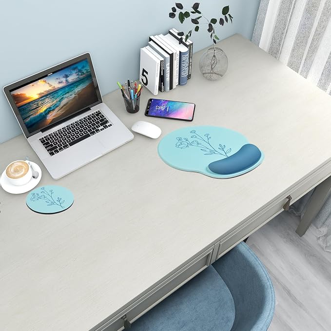Ergonomic Mouse Pad with Wrist Rest Support,Gel Mouse Pads for Desk | Big Mousepad With Coaster Non-slip & Pain Relief for Computer, Home&Office Desk Decor