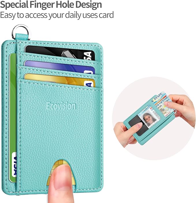 Slim Minimalist Front Pocket Wallet, RFID Blocking Credit Card Holder Wallet with Detachable D-Shackle for Men Women