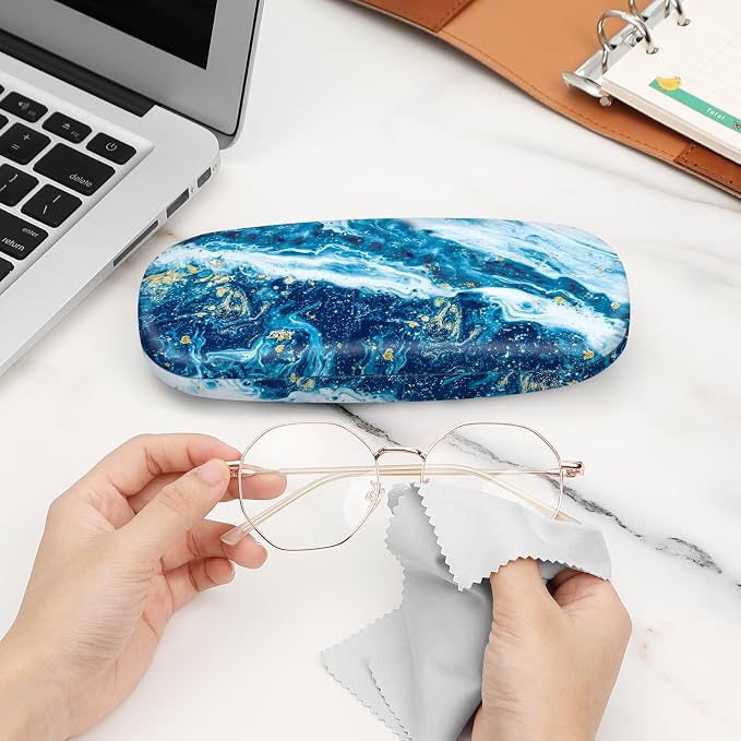 FINTIE Hard Shell Eyeglasses Case, Portable Protective Glasses Cover Eyeglass Holder Box with Cleaning Cloth for Men Women