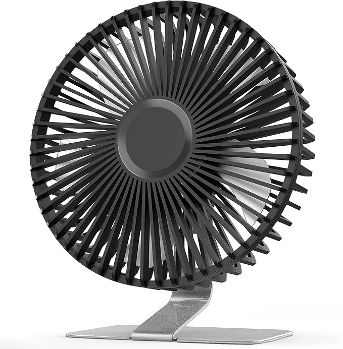SLENPET 6-inch USB Small Desk Fan, 4 Speeds, Powerful Desktop Table Fan | Ultra-quiet, 90° Adjustment for Better Cooling, Portable Mini Personal Fan for Home Office, Metal Base, Silver