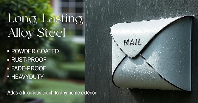 NACH Wall Mount Mailboxes, 11.5 x 9 x 4.5 inch White Wall Mailboxes for Outside, Waterproof Mailboxes for Outside - Envelope Mailbox Kit White