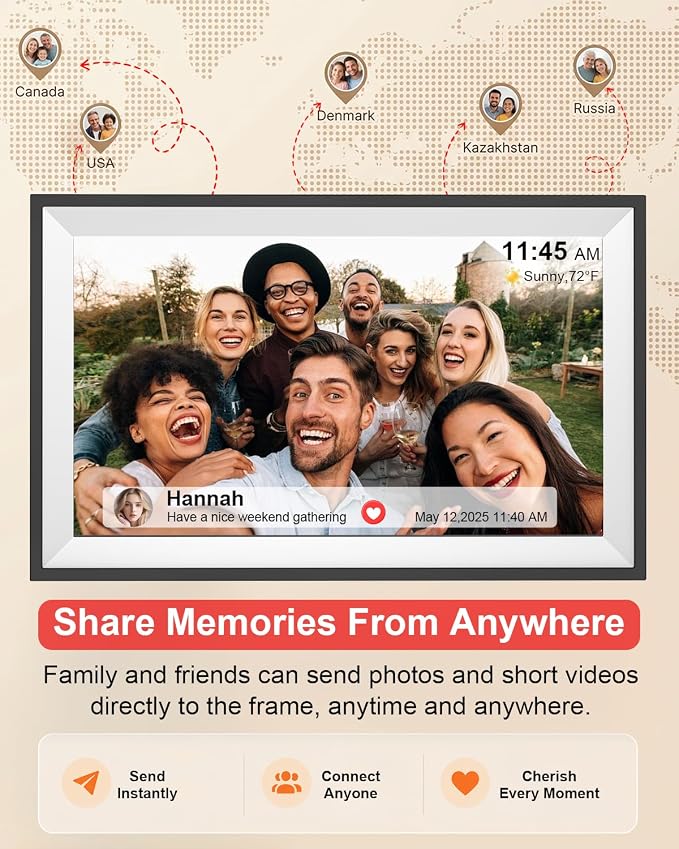 Frameo 15.6 Inch Smart WiFi Digital Picture Frame | 1080P HD IPS Touch Screen Digital Photo Frame, Wall Mountable, Instantly Share Photos & Videos via Frameo App from Anywhere