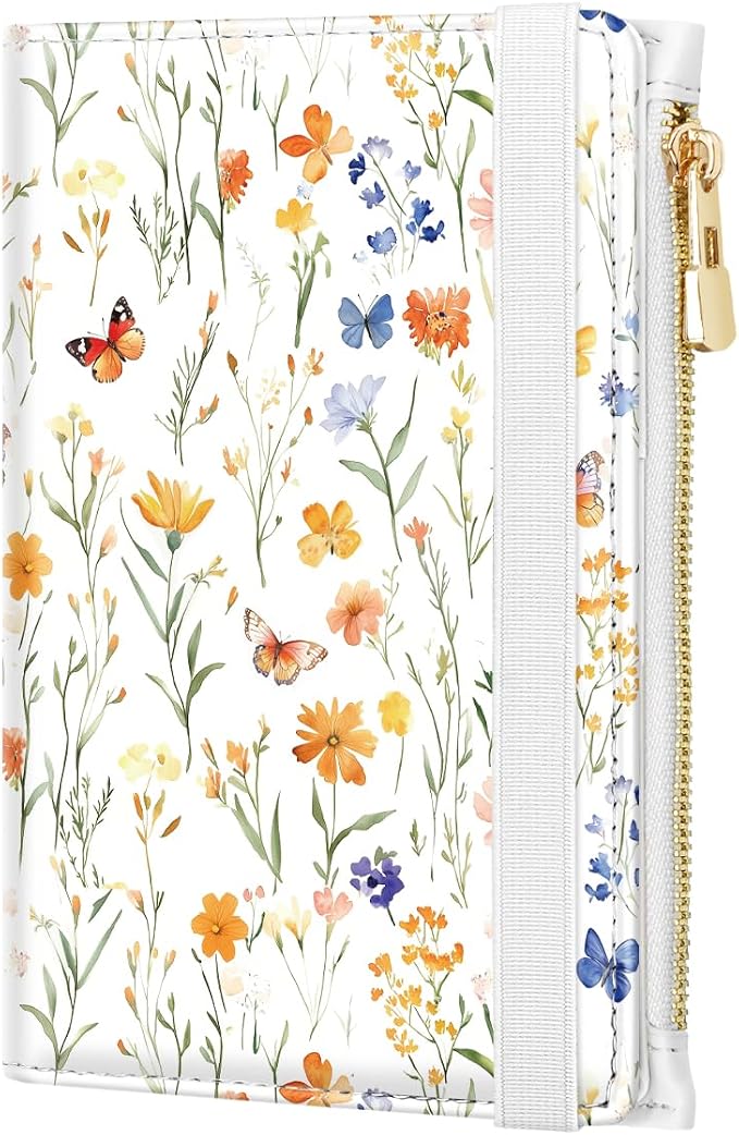 Passport Holder for Travel, RFID Blocking Passport Cover for Women Zipper | Travel Wallets, Passport Book Holder, Credit Card Holder, ID Window,SIM Card Slots, Coin & Tickets Pocket, Wild Flower