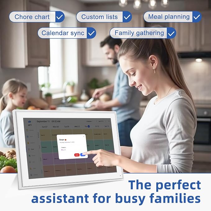 21.5" Digital Wall Calendar with Chore Chart & Planner | Sync Google, iCloud & Outlook Electronic Wall Calendar & Photo Frame No subscription Wall/Desk Mount Ideal Gift for Women