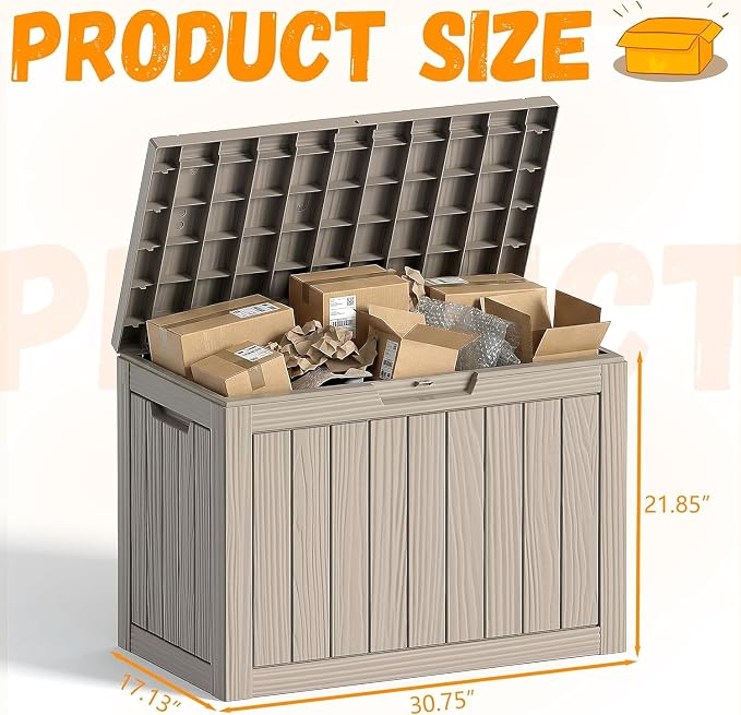 50 Gallon Outdoor Package Delivery Box with Lockable, Resin, Waterproof & Weatherproof Secure Parcel Drop Box for Porch, Outside Storage Boxes(Grey，50 Gallon)