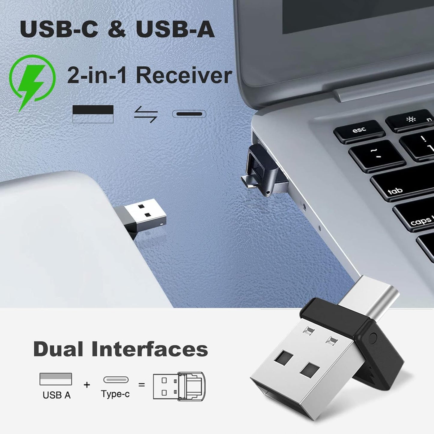 Rechargeable Green Laser Pointer Presentation Clicker for Laptop PowerPoint, USB-A USB-C Wireless Presenter Remote Power Point Clicker for Computer/Mac/PPT/Slideshow/Google Slide Advancer