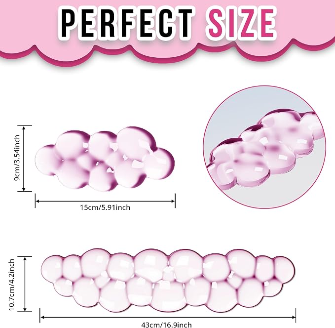 Cloud Wrist Rest Gel Set — Ergonomic Cloud Wrist Rest Keyboard and Mouse, Non-Slip Desk Accessories for Office and Home（Pink）