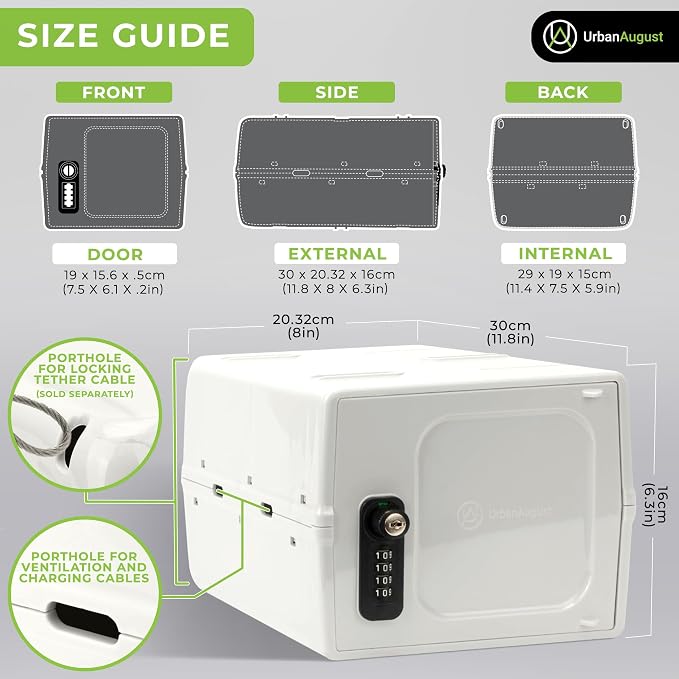 Dual Combination & Keyed Lockbox - Lockable Box for Everyday Use - Multi-Purpose lock for Home & Office Safety - Made of Industrial-Grade Plastic - One Size (Cream)