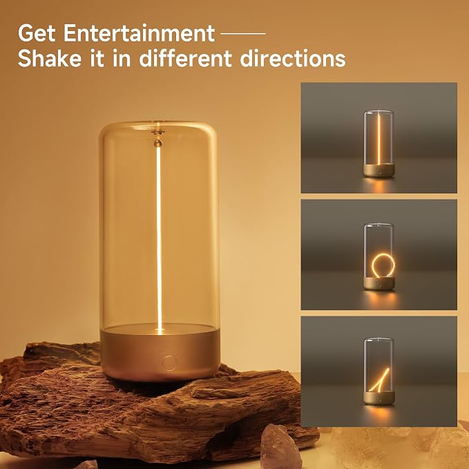 Mini Minimalist Cordless Table Lamp, Rechargeable Night Stand Lamp, Golden