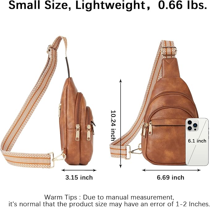 BOSTANTEN Sling Bag for Women Leather Crossbody Bags Fanny Pack Chest Bag for Travel | Adjustable Wide Strap, Small, Anti Theft, Lightweight, Multi Pockets and Carrying Way, Card Slot, Cute Trendy for Everyday