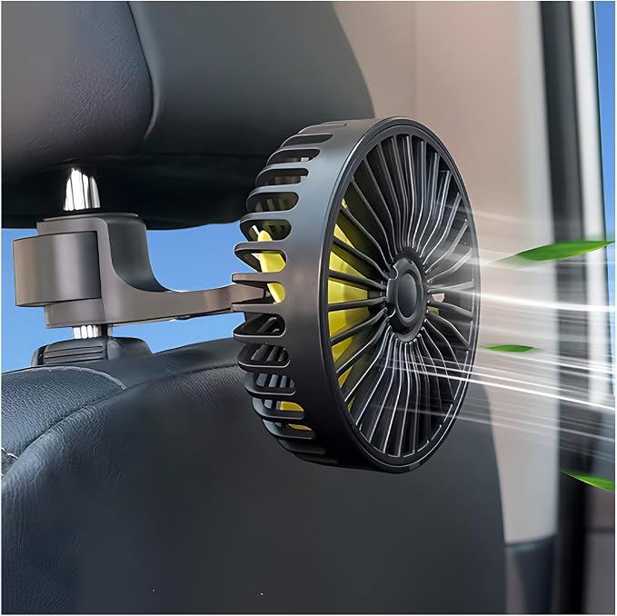 USB Car Seat Fans for Backseat, 360° Rotatable Strong Wind Rear Seat Cooling Fan with 3 Speeds, 5V Powerful Air Circulation Electric Headrest Fan for for Sedan SUV RV Truck