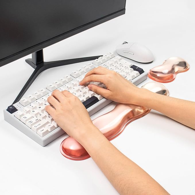 Gel Keyboard and Mouse Wrist Rest Set – Clear Orange Wrist Rest for Computer Keyboard 60%/68%/75%, Keyboard Cushion, Comfort & Support for Typing and Gaming