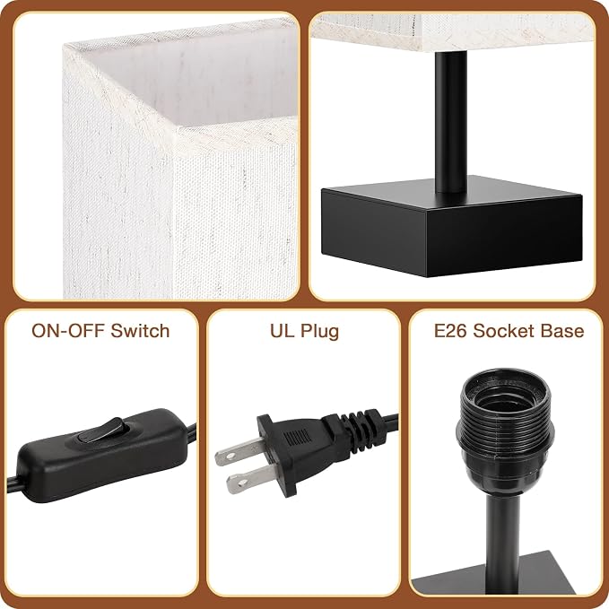 aooshine Beige Bedroom Table Lamp Set - Bedside Lamps for Nightstand Set of 2, Minimalist Lamps for Desk, Dorm, Kids Room, Bulb Not Included | Inline Rocker Switch, Corded Electric, Bulb Not Included, 12.8" Mini Table Lamps for Bedroom, Nightstand, Des...